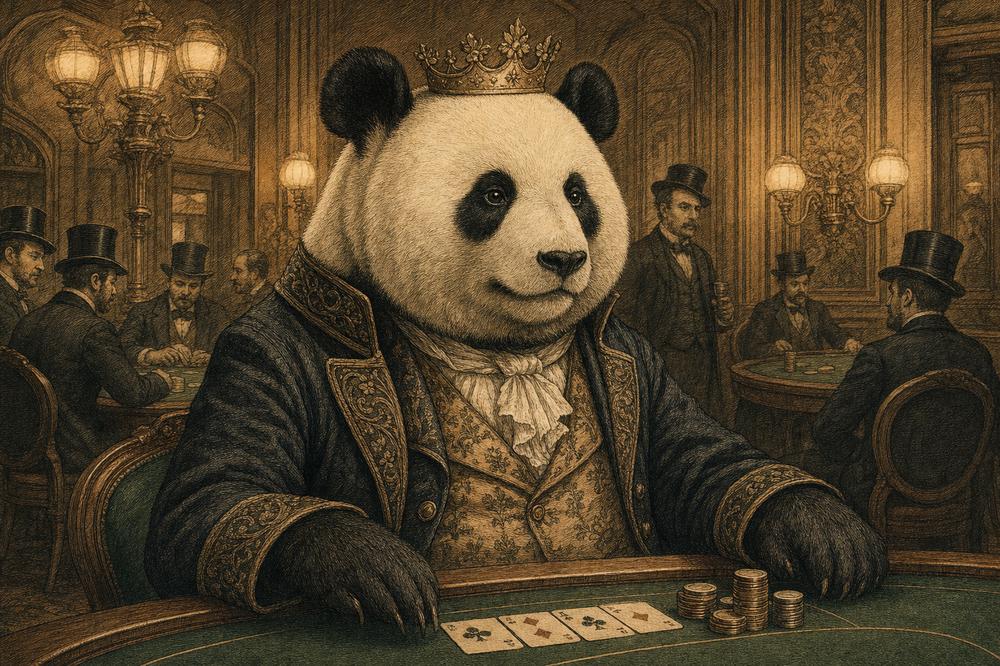 Historical-style royal panda in a vintage casino salon